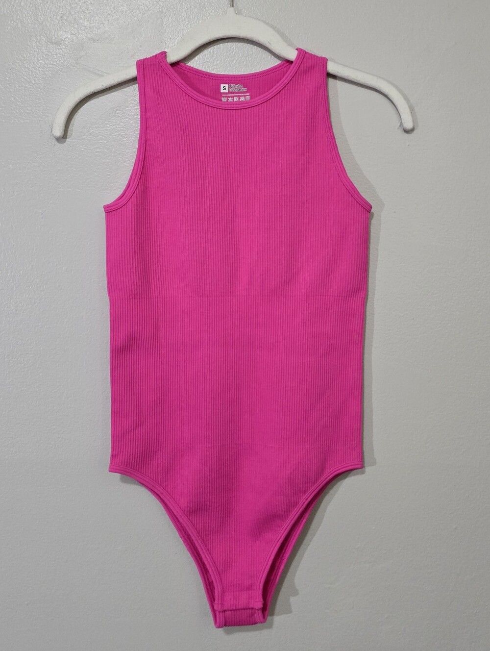 OQQ Pink Ribbed One-Piece Bodysuit - Picture 1 of 3
